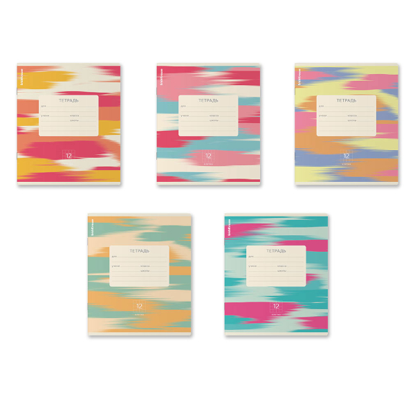 Тетрадь 12л А5+ клетка "Ornament" картон, ассорти 65547 Erich Krause