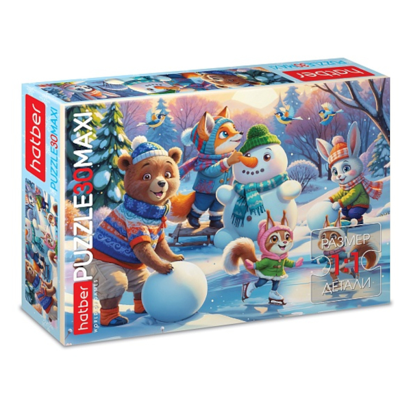 Пазлы 30 элем. дет. MAXI "Зимние радости" А4 210*290мм 30ПЗ4_35200 Hatber