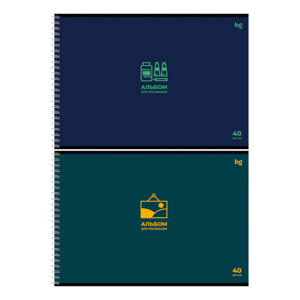 Альбом для рис 40л А4 "Минимализм" 100г/м2, гребень, мел.картон, ассорти АР4гр40 08646 BG