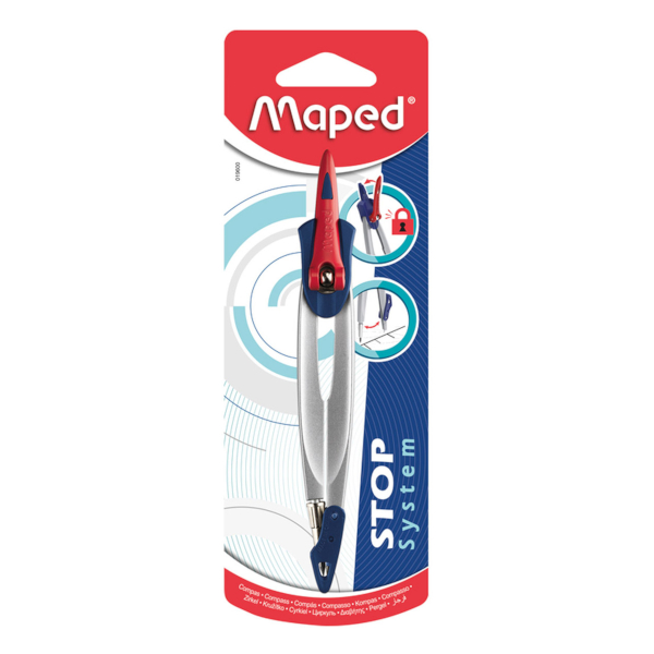 Циркуль Maped "Stop System" 140мм, металл, блистер, синий, +1грифель 019600