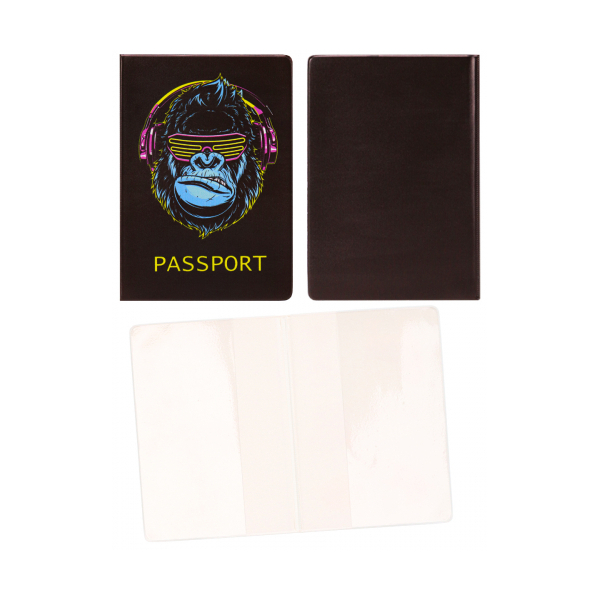 Обложка д/паспорта "Горилла в наушниках" ПВХ, с рисунком ОП-6257 Миленд