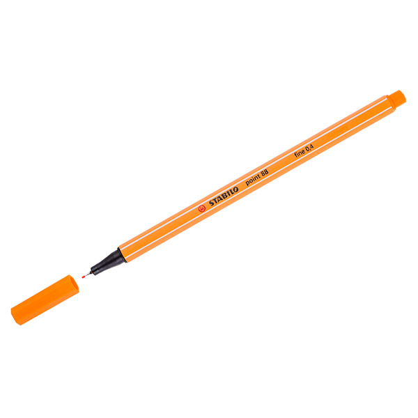Ручка капиллярная 0,4мм, оранжевый, корп. оранж. "Point 88" 88/54 Stabilo