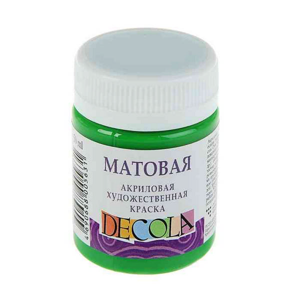 Краски акриловые Невская Палитра "Decola" матовая, св.зеленый, 50 мл в банке, 14328717