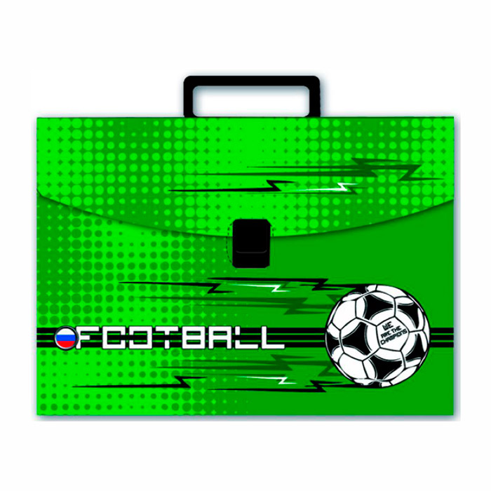 Папка-портфель Феникс+ "Гол" 1 отд. А4+ зеленая 32459