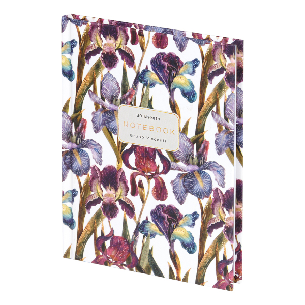 Блокнот А6 80л "Flora. Ирисы" клетка, сшивка, тв.обл., картон, рис 3-80-005/46 Bruno Visconti