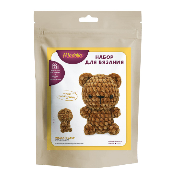 Набор для вязания Miadolla "Мишка (велюр)" AMG-MN-0136