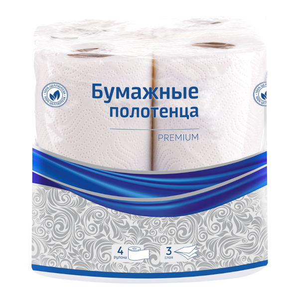 Полотенца бумажные трехслойные OfficeClean "Premium" белые, 4рул.*11м 300443