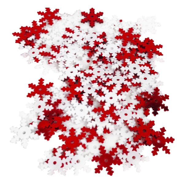 Конфетти "Снежинки" белый/красный, 15мм, 17гр 6014700