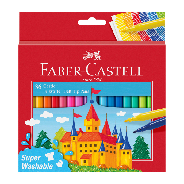 Фломастеры Faber-Castell "Замок" 36цв, смываемые, картон. упаков., с европ. 554203