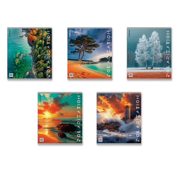 Тетрадь 48л А5+ клетка "Polarization" пластик, ассорти 63378 Erich Krause