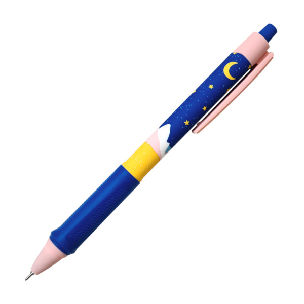 Ручка гелевая автомат. 0,5мм, синий, грип, рисунок "Golden sun. Горы" BSGP004-03-case Be Smart