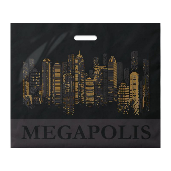 Пакет полиэтиленовый 50*60см "Мегаполис" 70мкм, вырубная ручка СП-4584 Миленд
