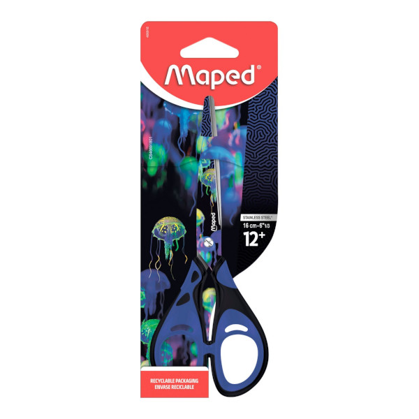 Ножницы 16см Maped "DeepSea paradise" прорез., синий/черный 466918