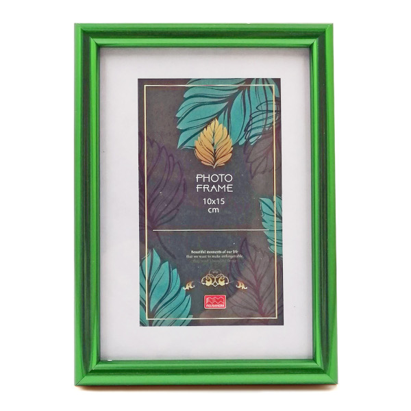 Фоторамка 10*15 пластик, багет 14мм, зеленый, вставка стекло, ножка 1-318РП1015 Полином