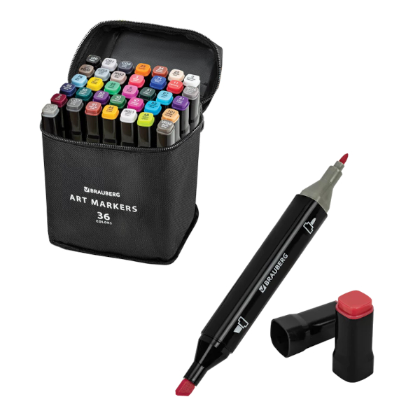 Набор маркеров для скетчинга Brauberg 24цв., двустор., пулевид./скош. 152230