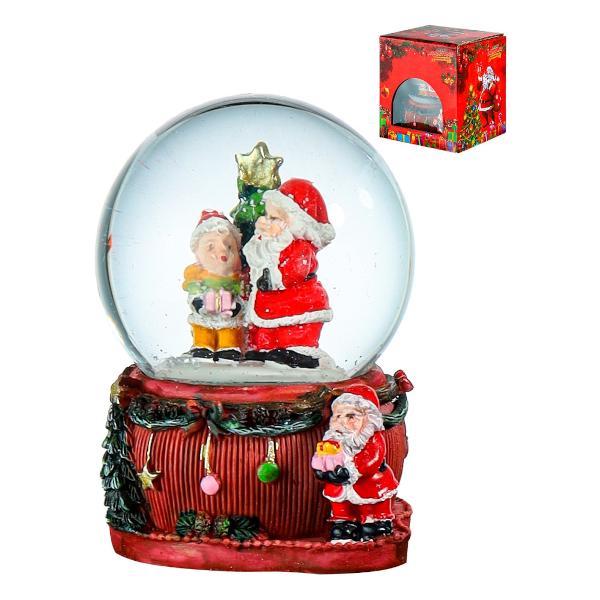 Шар стеклянный "Дед Мороз и мальчик" d-6,5см, AG3 подсвет. СВФ-9092 Миленд