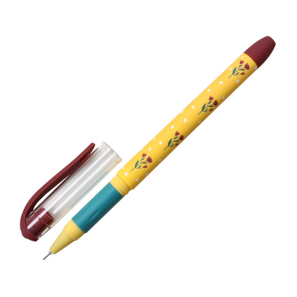 Ручка гелевая 0,7мм, синий, грип., рисунок на корп. "Garden. Желтый" BSGP001-05-case Be Smart
