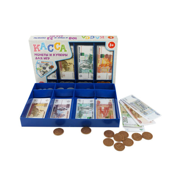 Развивающая игра "Касса. Монеты и купюры для игр"  03631 Дсятое королевство