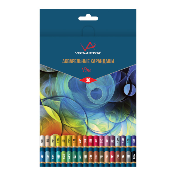 Карандаши акварельные Vista-Artista "Fine" 36цв, круглые, дерево, в карт.уп. VFWP-36
