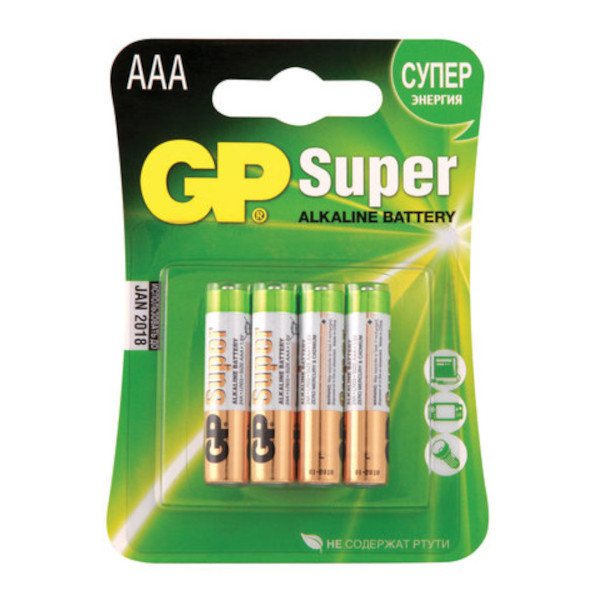Батарейка GP Super AAA/LR03, алкалиновая BL4 (1уп*4шт) 24A-2CR4