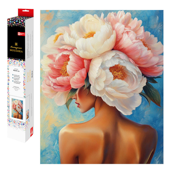 Алмазная мозаика Феникс+ 40*50см "Девушка-пион" 70824