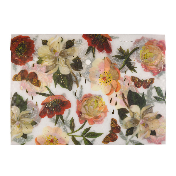 Папка-конверт на кнопке А4, 1отд., 180мкм, рисунок "Пионы" 14-036/14 Bruno Visconti