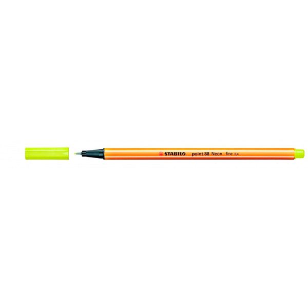 Ручка капиллярная Stabilo "Point 88" желтый неон, 0,4мм 88/024