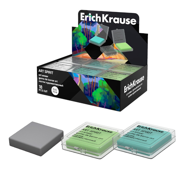 Ластик-клячка Erich Krause/ArtBerry квадрат 43*43*9мм, термопласт.резина, ассорти 56082