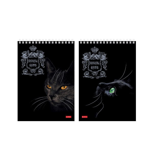 Блокнот 80л А5 Hatber "Royal Cats" клетка, гребень, мягк.обл. 80Б5лофВ1гр