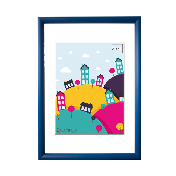Фоторамка 21*30 пластик, багет 13мм, синий, вставка стекло, ножка "Палитра" Platinum
