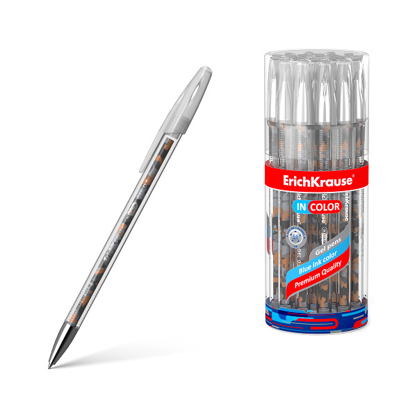 Ручка гелевая 0,5мм, синий, прозрач. корп. "InColor. Rough Native" 48785 Erich Krause