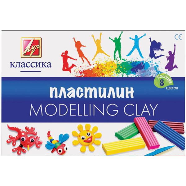 Пластилин Луч "Классика"  8цв, 160г, классич, со стеком, карт.уп. 12С 867-08