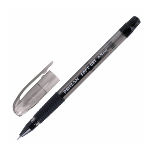 Ручка гелевая 0,5мм, черный, игольч., грип, тонир. корп. "Soft Gel Fine" 2420/12 Pensan