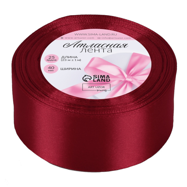 Лента атласная 40мм*23м глубокий красный №33 1218376 Арт Узор