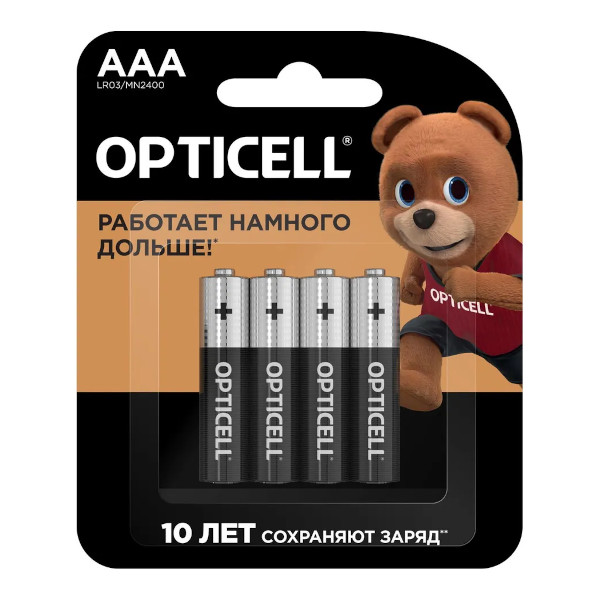 Батарейка Opticell Basic AAA/LR3, алкалиновая BL4 5051002 (1уп*4шт)