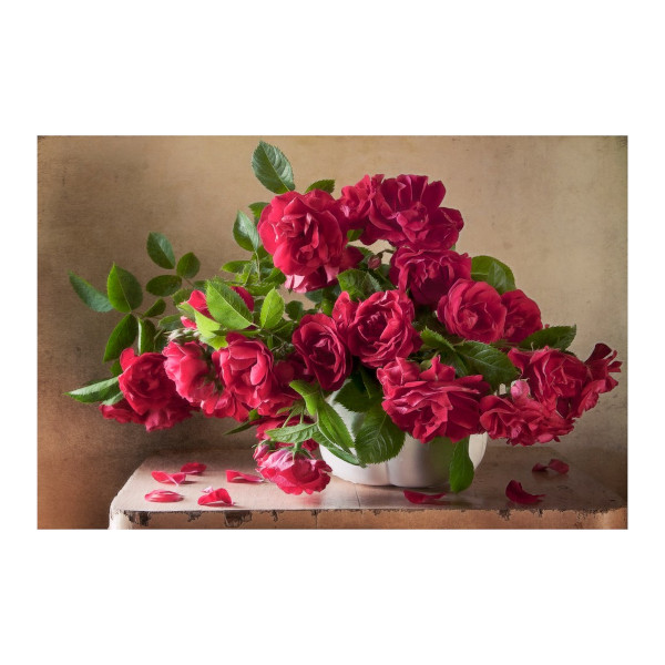Картина по номерам Рыжий кот 30*40см "Благоухающие розы на деревянном столе" ХК-6321