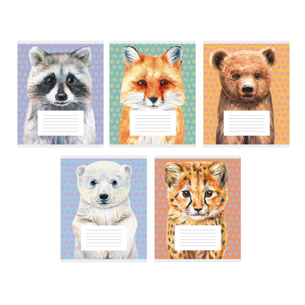 Тетрадь 24л А5 клетка "Зверята" бумага, ассорти ТК248303 Listoff