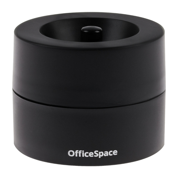 Диспенсер для скрепок OfficeSpace магнитный, круглый, открытый, черный (без скрепок) 331462