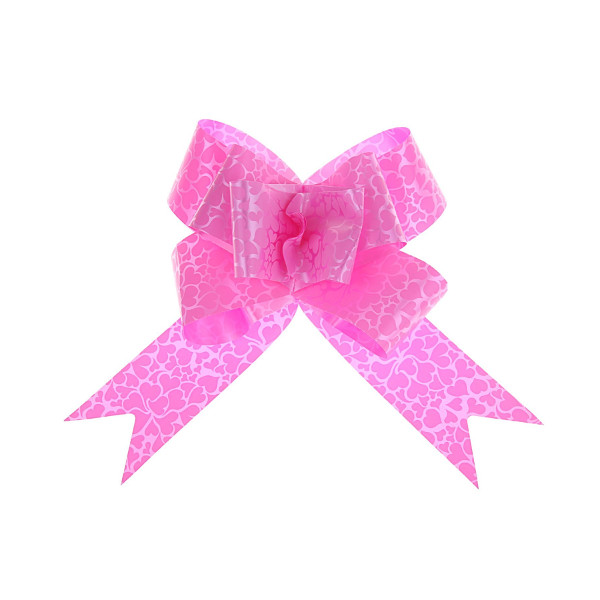 Бант для подарочной упаковки "Бабочка №3 Сердца" 9 см розовый, 1149744 (1шт)