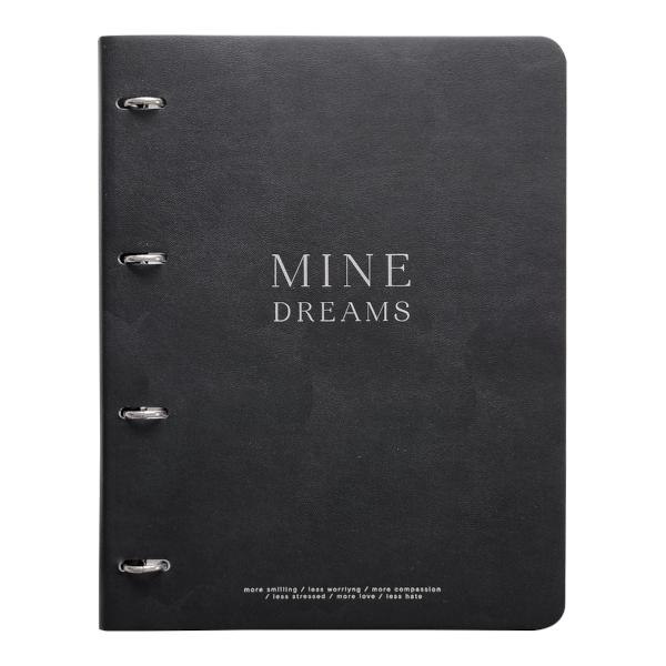 Тетрадь 120л А4+ клетка на кольцах "My black. Черный" иск.кожа N5223 Infolio