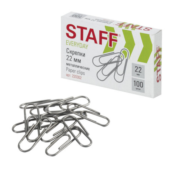 Скрепки 22мм Staff "Everyday" в карт.уп. (100шт) 220302