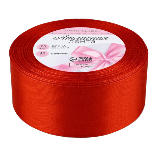 Лента атласная 40мм*23м красный №26 1218375 Арт Узор