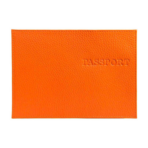 Обложка д/паспорта "PASSPORT" нат.кожа, конгрев, оранжевый 1,01гр-ФЛОТЕР-234 Imige
