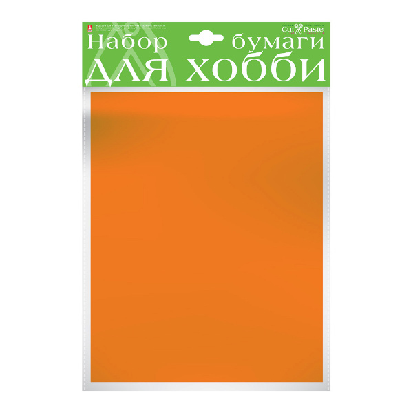 Бумага цветная крашенная в массе А4, 10л, 110г/м2, оранжевый 2-065/03 HOBBY TIME