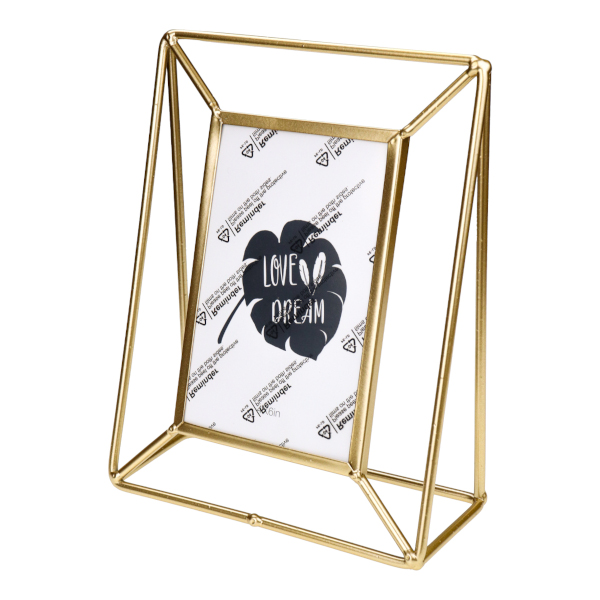 Фоторамка 10*15 металл, золото, вставка стекло "Минимализм" ФР-7415 Миленд