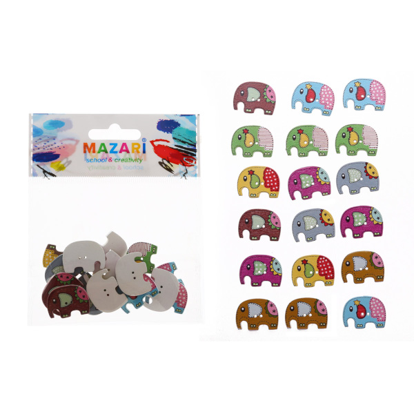 Декоративные пуговицы "Elephant" дерево, ассорти M-10021 MAZARI ТМ