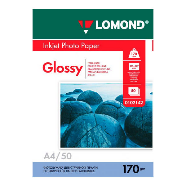 Бумага А4 Lomond для стр.пр. 170г/м2, глянцевая, односторонняя 0102142 (50л)