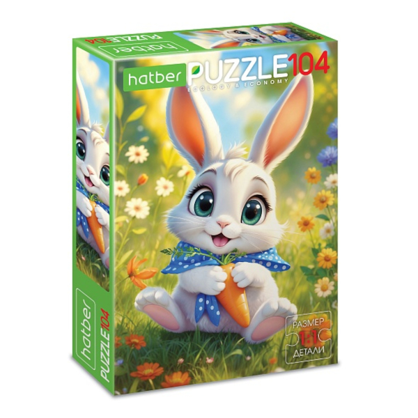 Пазлы 104 элем. дет. "ECO. Солнечный кролик" А4 220*320мм 104ПЗ4_35538 Hatber