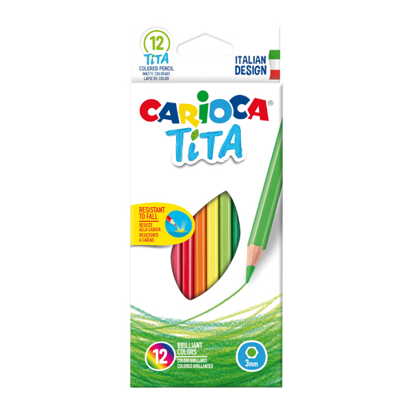 Карандаши 12цв, пластик, 6-гран. "Tita" карт.уп. 42793 Carioca