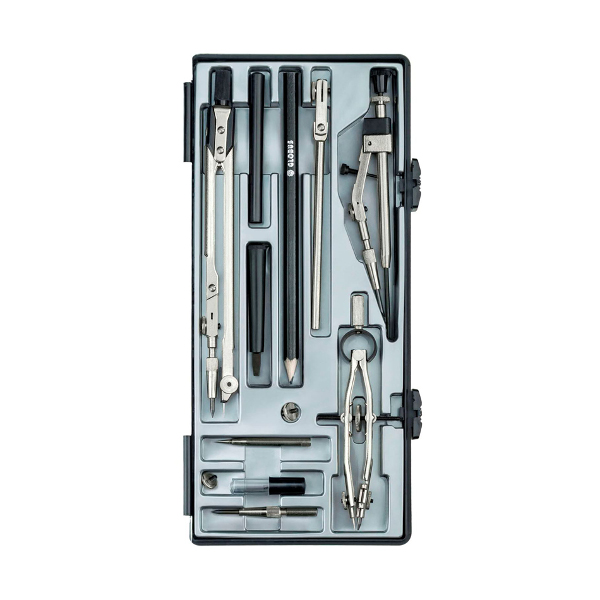 Готовальня Globus "Technica" 12 предм., метал. циркуль 155мм, пластик. футляр НЧ12-80-70